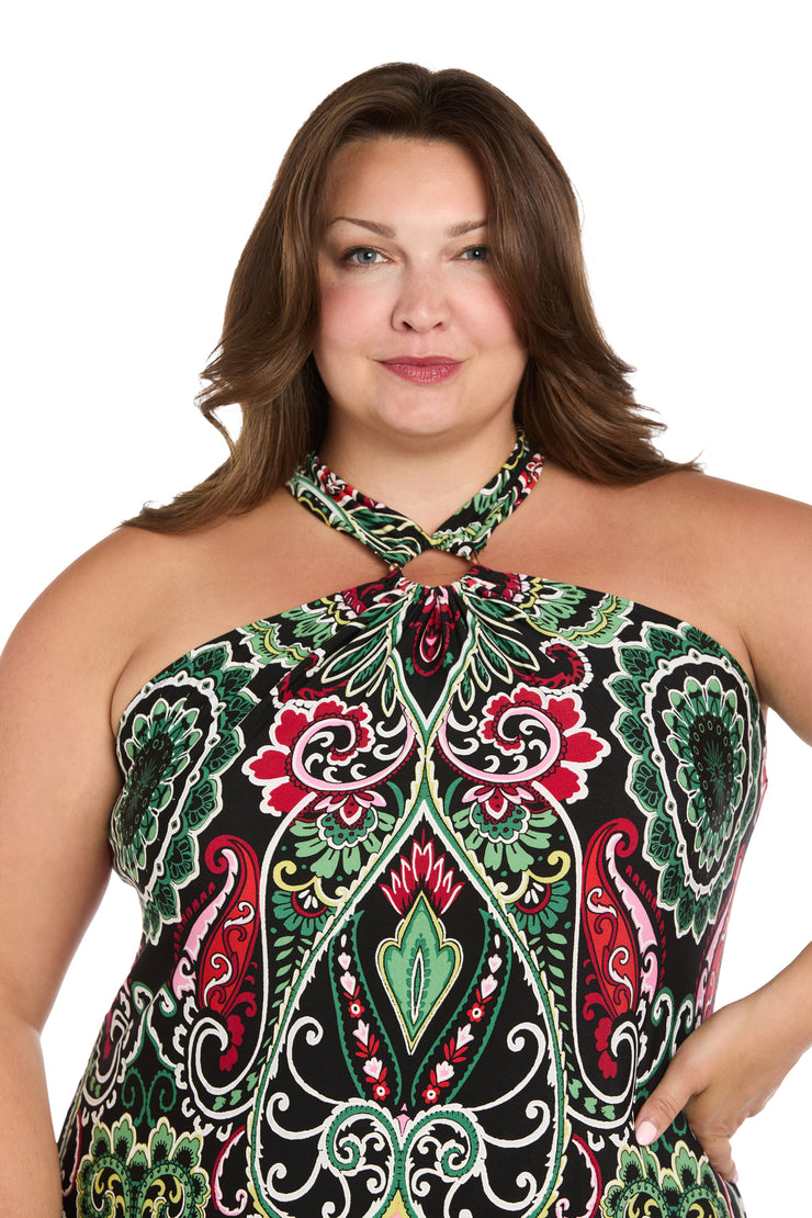 Mystic Flow Patterned Maxi Dress - Plus
