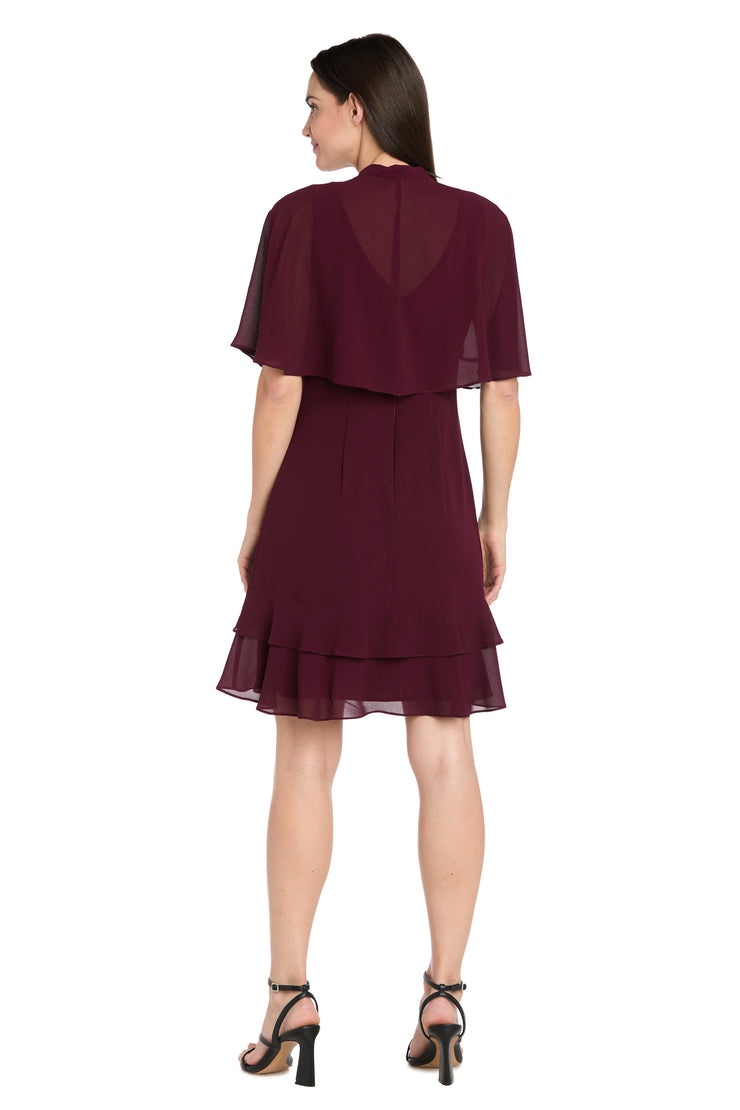 Ruffled Chiffon Short Dress with Removable Jacket