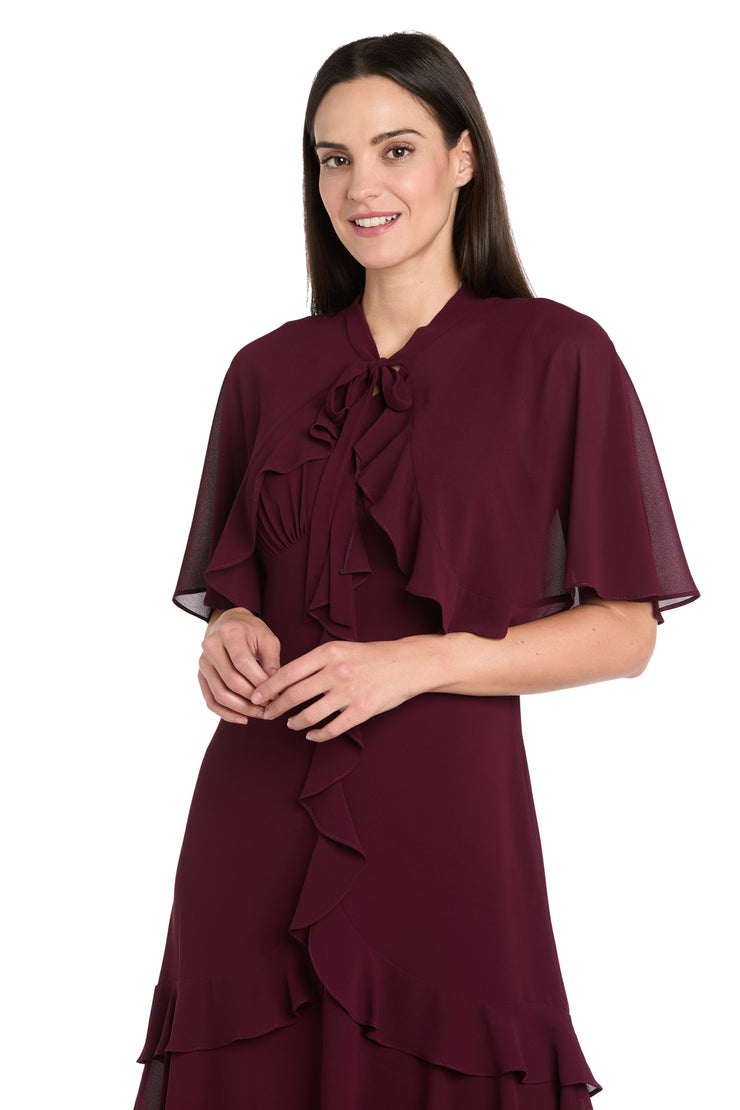 Ruffled Chiffon Short Dress with Removable Jacket