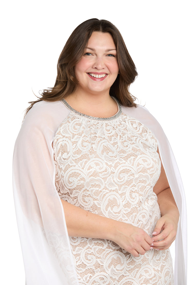Enchanted Elegance Lace Cape Dress - Plus R&M Richards Enchanted Elegance Lace Cape Dress - Plus R&M Richards