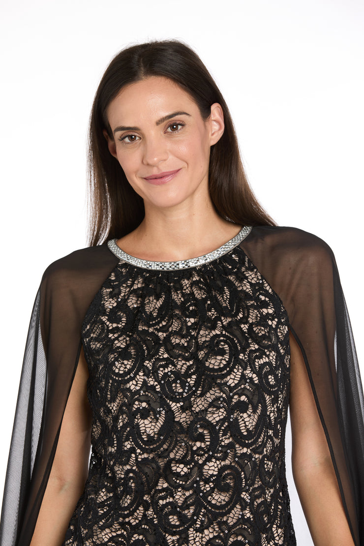 Enchanted Elegance Lace Cape Dress