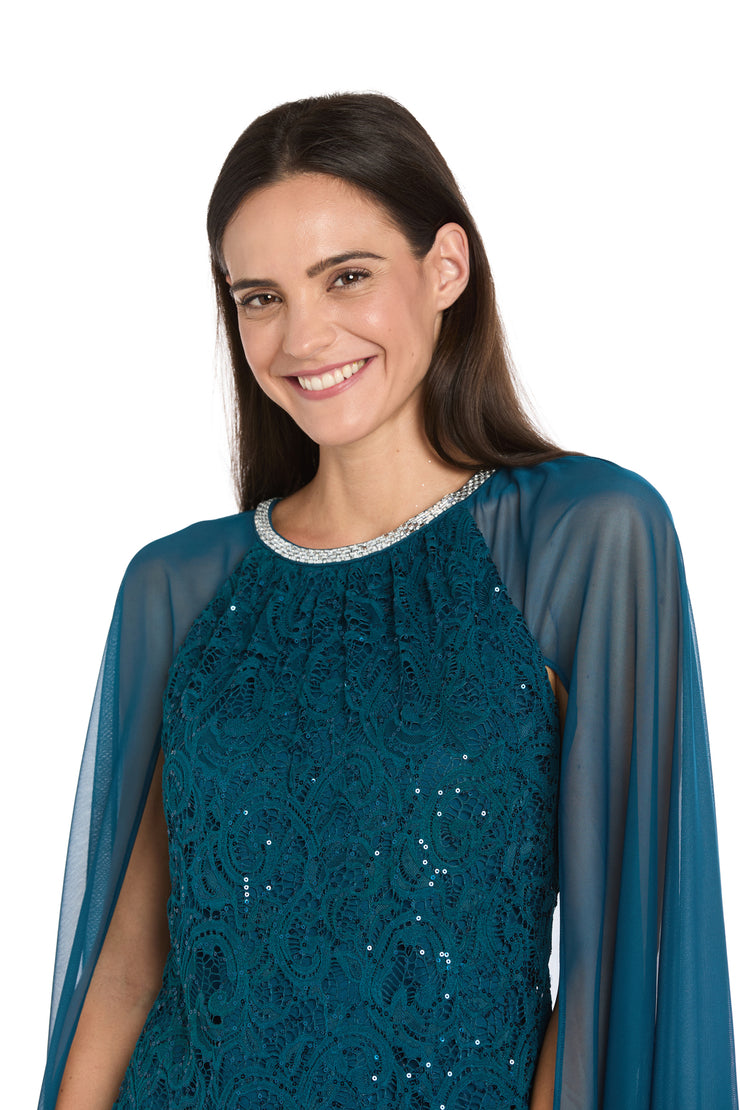 Enchanted Elegance Lace Cape Dress