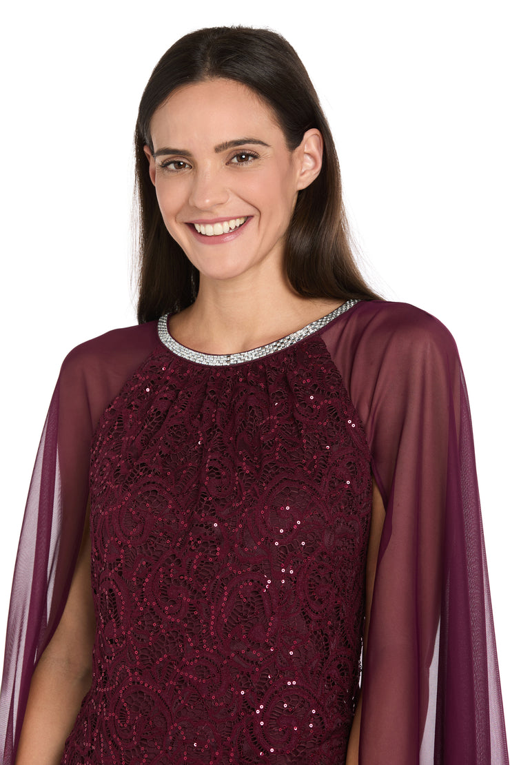 Enchanted Elegance Lace Cape Dress
