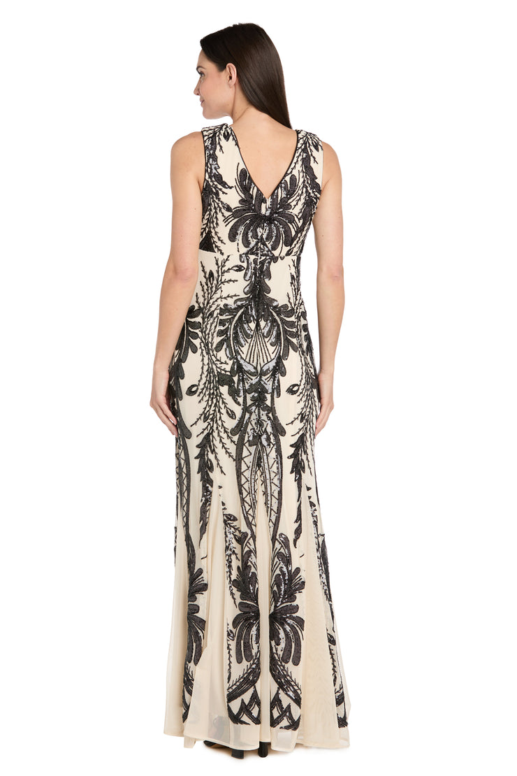 Embroidered Sequin Sweetheart Neckline Dress-Petite