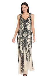 Embroidered Sequin Sweetheart Neckline Dress-Petite