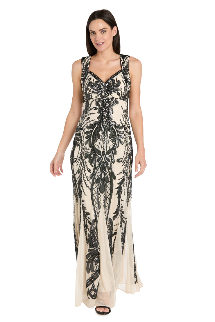 Embroidered Sequin Sweetheart Neckline Dress