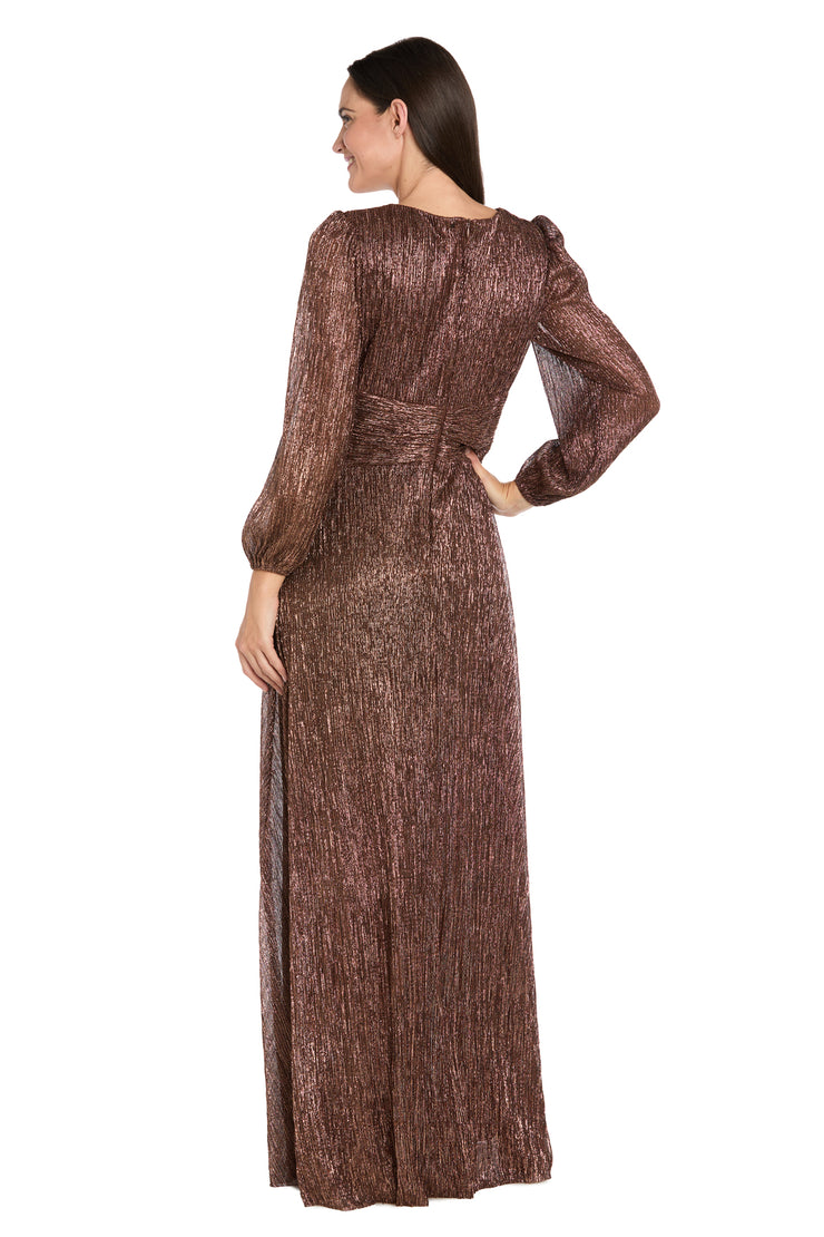 Crinkle Pleated Maxi Dress with Ruffle Cascade & Wrap Bodice