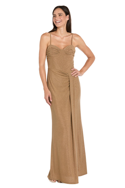 Gold Metallic Side Drape Dress