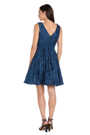 Floral Jacquard Organza Bubble Dress with Bow Detail - Petite
