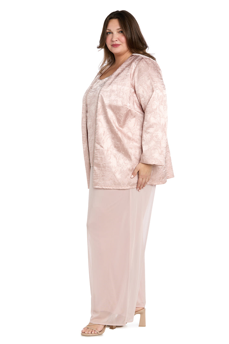 Three-Piece Pantsuit Set with Jacquard Cardigan Jacket
