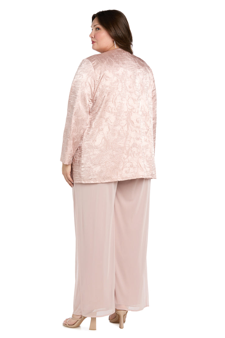 Three-Piece Pantsuit Set with Jacquard Cardigan Jacket