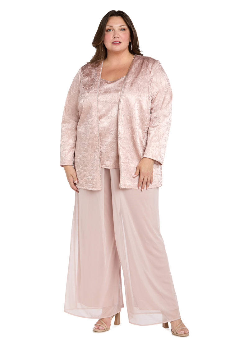 Three-Piece Pantsuit Set with Jacquard Cardigan Jacket