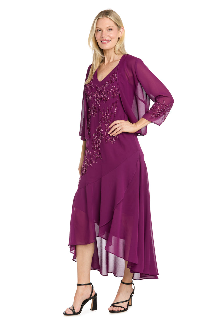 beaded jacket dresses Celeste Dress with Tiered Skirt – R&M Richards Mother of the Bride