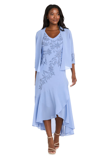 Celeste Beaded Jacket Dress with Tiered Skirt - Petite