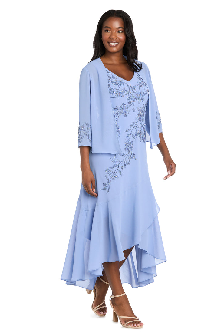 Celeste Beaded Jacket Dress with Tiered Skirt - Petite