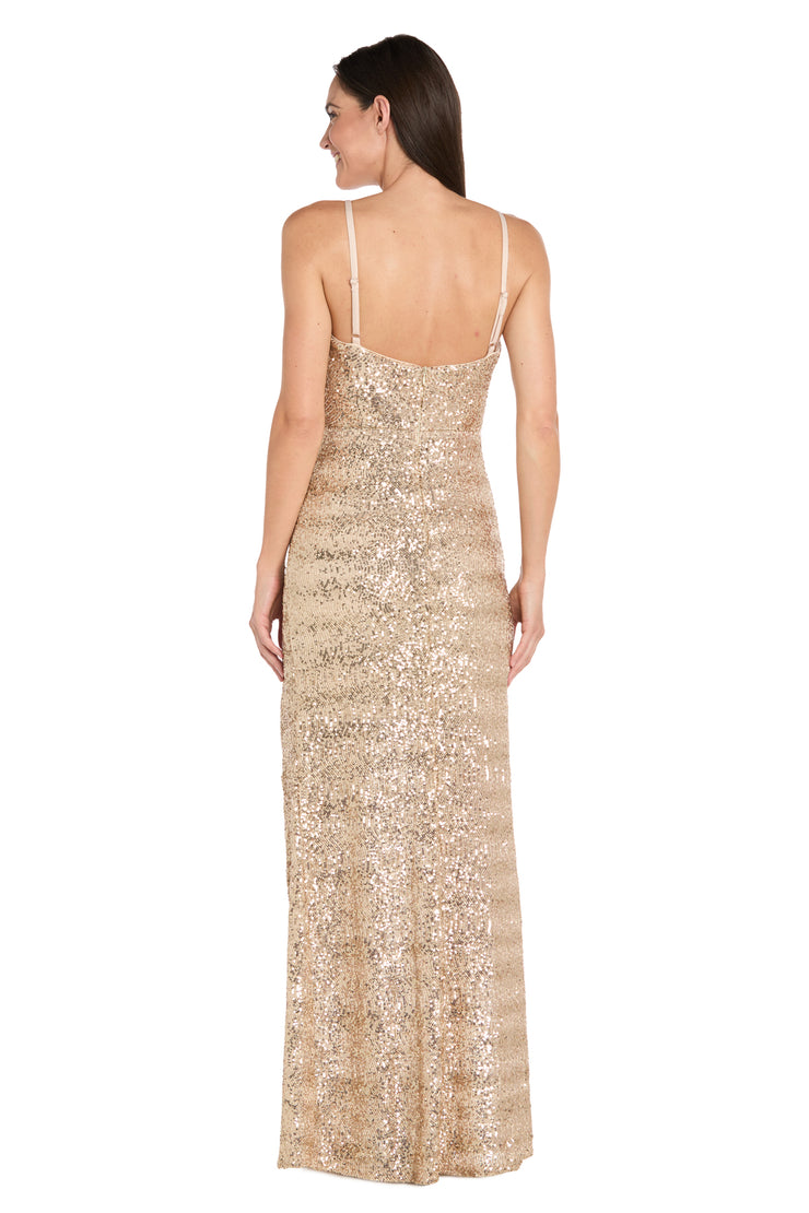 Sequined Cowl Neck Evening Gown