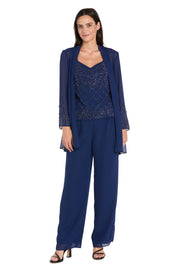 3-Piece Georgette Pantsuit with Caviar Beading