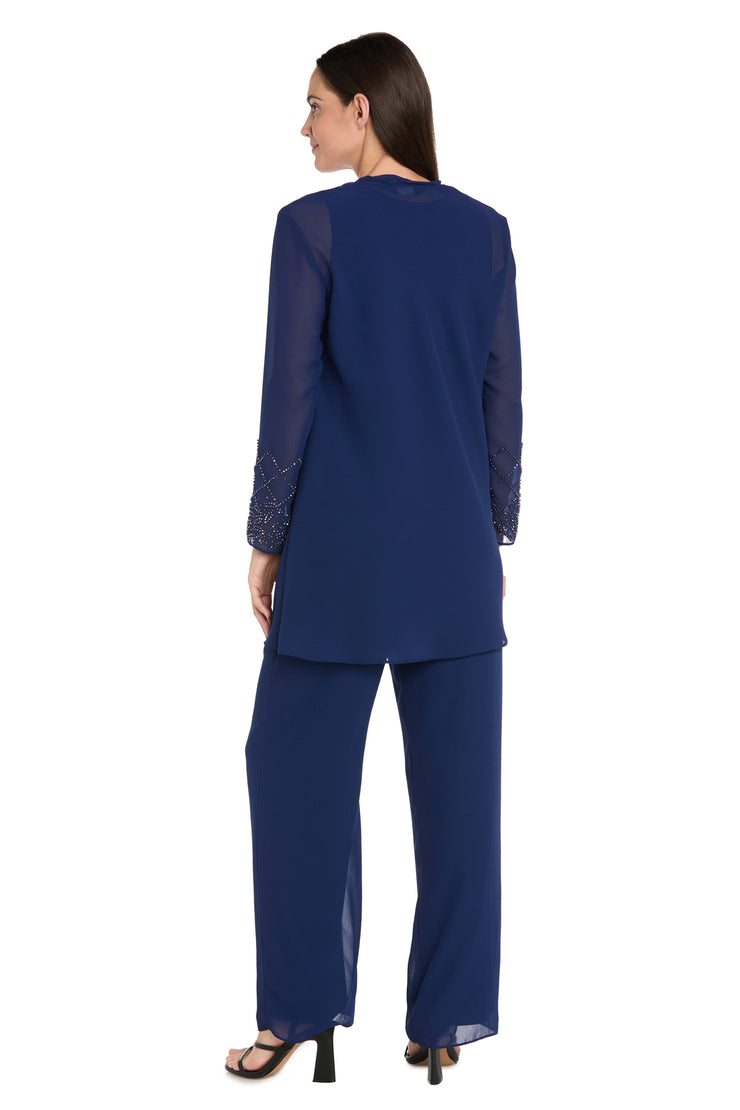 3-Piece Georgette Pantsuit with Caviar Beading