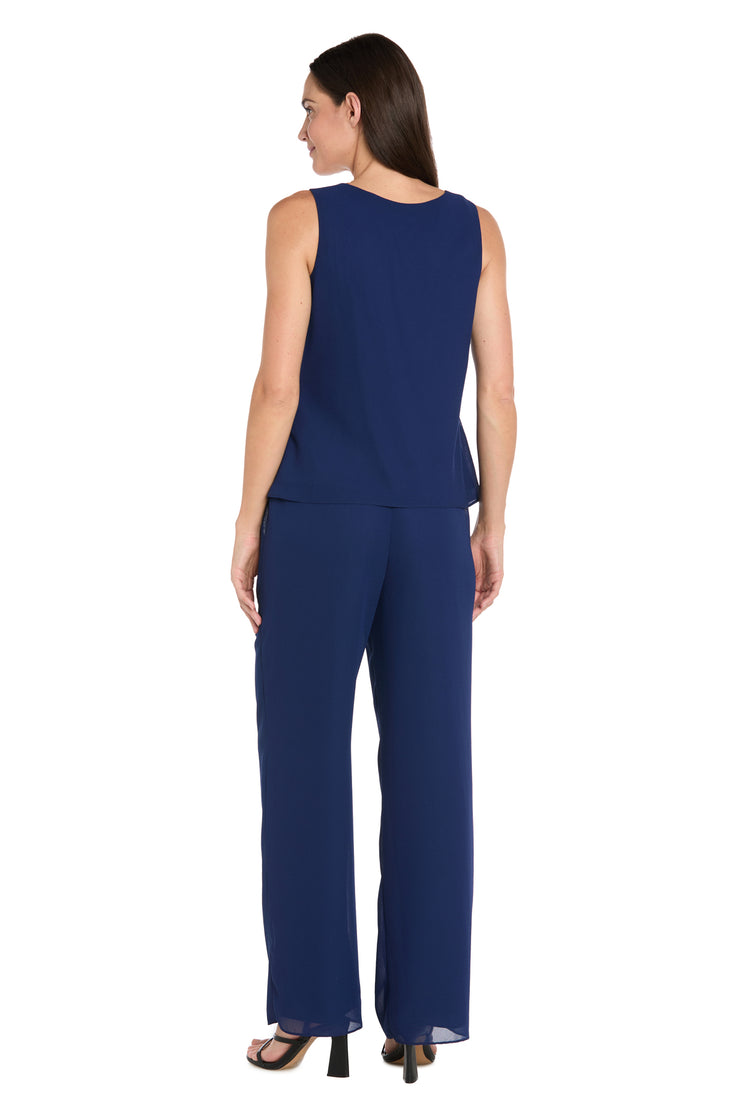 3-Piece Georgette Pantsuit with Caviar Beading