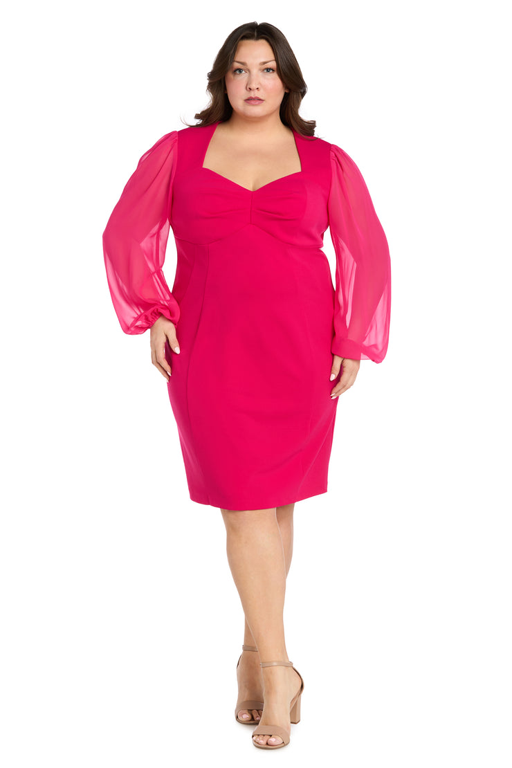 Stretchy Pink Bell Sleeve Chiffon Dress