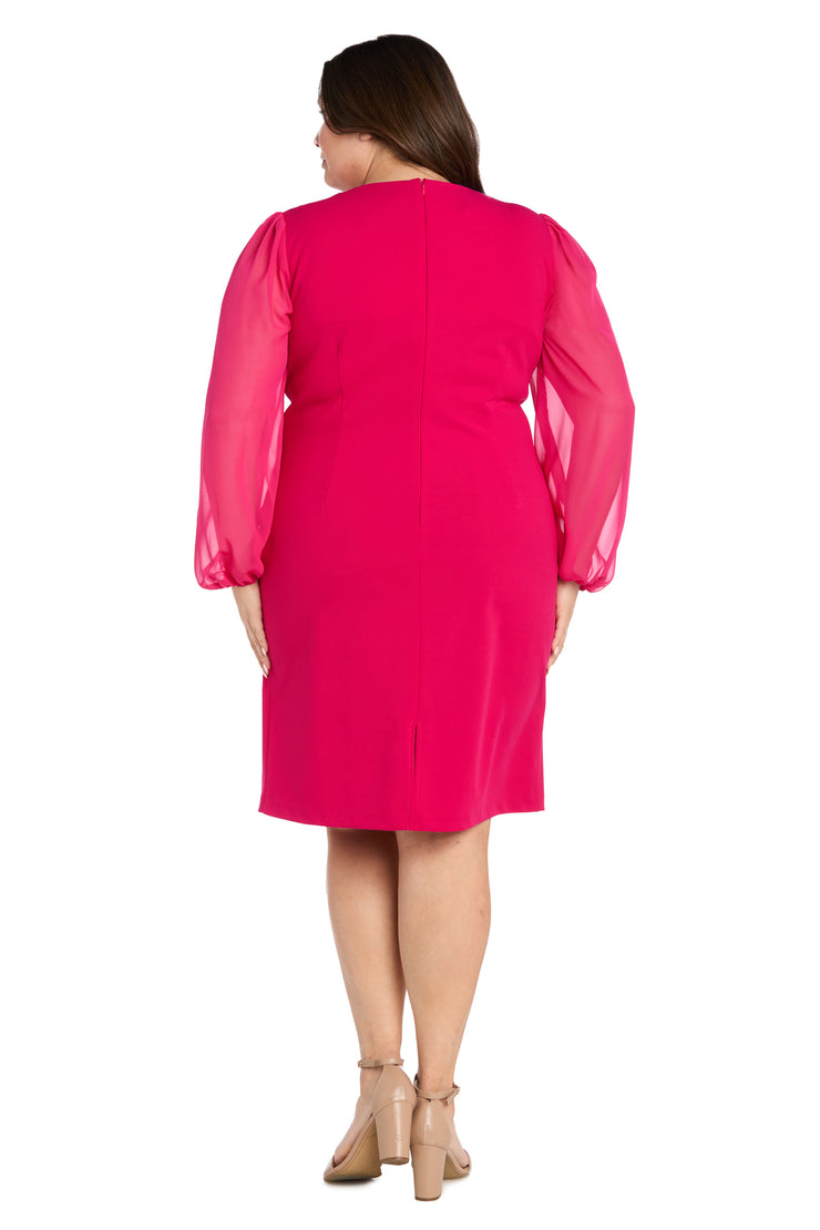 Stretchy Pink Bell Sleeve Chiffon Dress