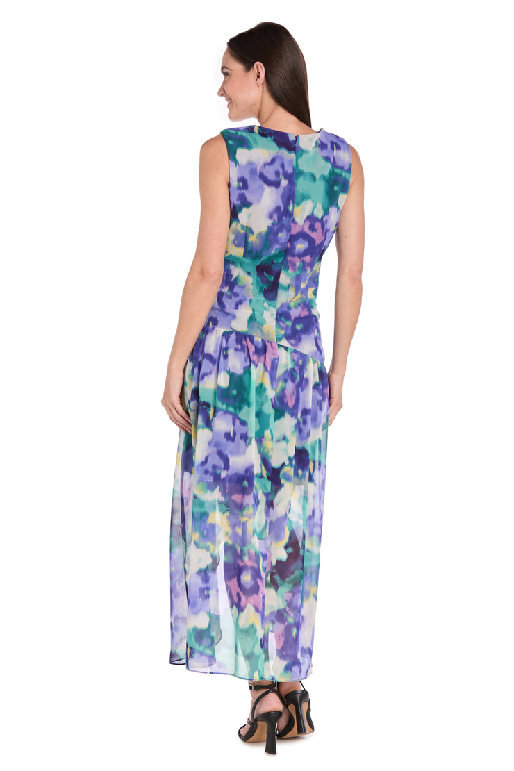 Blue Bloom High-Low Chiffon Dress