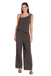Ornate Pattern Asymmetrical Jumpsuit