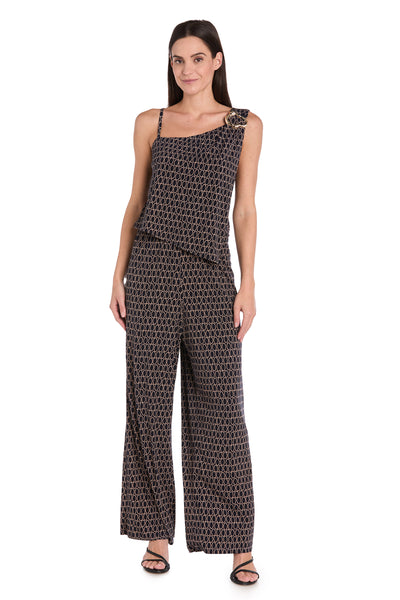Ornate Pattern Asymmetrical Jumpsuit