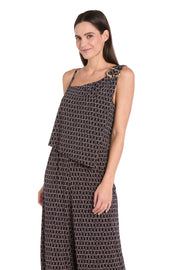 Ornate Pattern Asymmetrical Jumpsuit