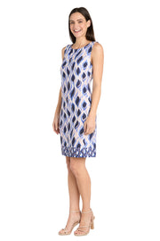 Blue Wave Pattern Sleeveless Spring Dress