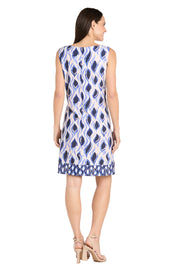 Blue Wave Pattern Sleeveless Spring Dress