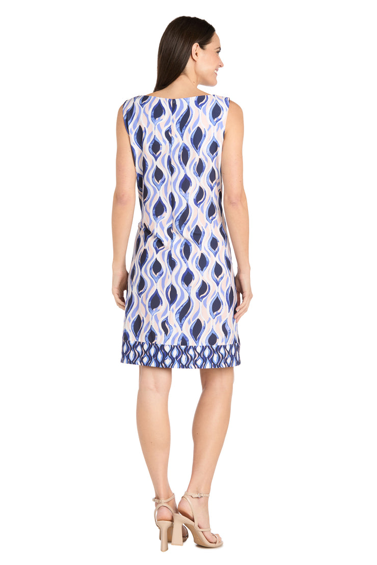 Blue Wave Pattern Sleeveless Spring Dress