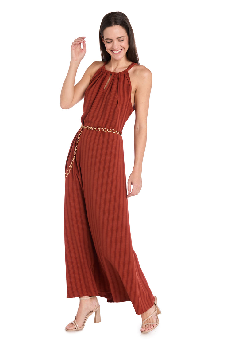 R & M Richards Women's Sleeveless Keyhole A-Line Dress - Terracotta - Size M R & M Richards Women's Sleeveless Keyhole A-Line Dress - Terracotta - Size M