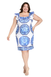 Blue Skies Ruffle Day Dress - Plus