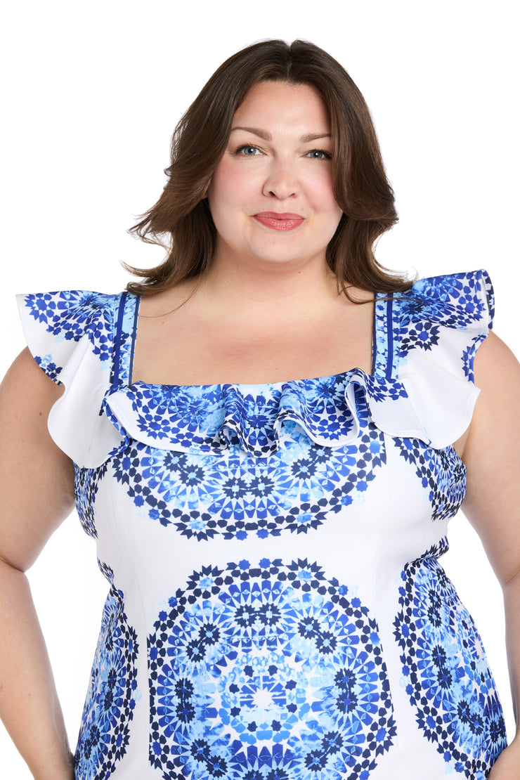 Blue Skies Ruffle Day Dress - Plus