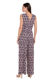Navy & Tan Circle Print Jumpsuit