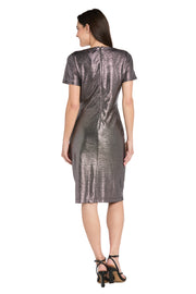 Metallic Knot-Neck Cocktail Dress