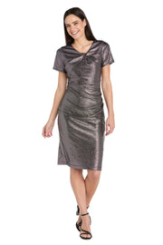 Metallic Knot-Neck Cocktail Dress