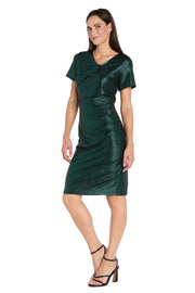 Metallic Knot-Neck Cocktail Dress