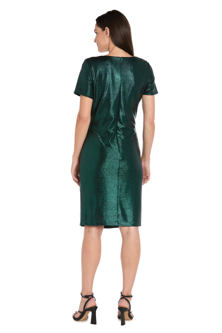 Metallic Knot-Neck Cocktail Dress