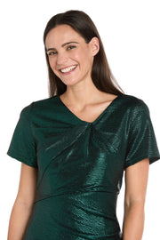 Metallic Knot-Neck Cocktail Dress