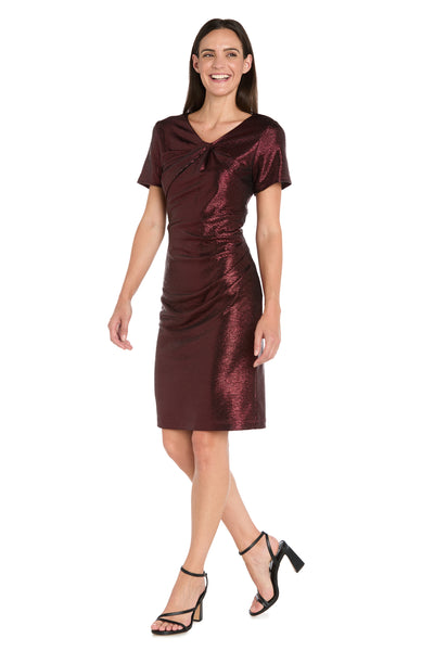 Metallic Knot-Neck Cocktail Dress