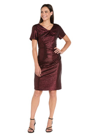 Metallic Knot-Neck Cocktail Dress