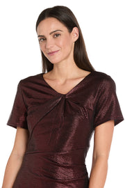 Metallic Knot-Neck Cocktail Dress