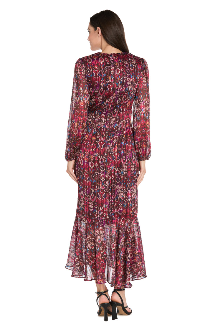 Long Sleeve Metallic Chiffon Wrap Dress R&M Richards Long Sleeve Metallic Chiffon Wrap Dress R&M Richards
