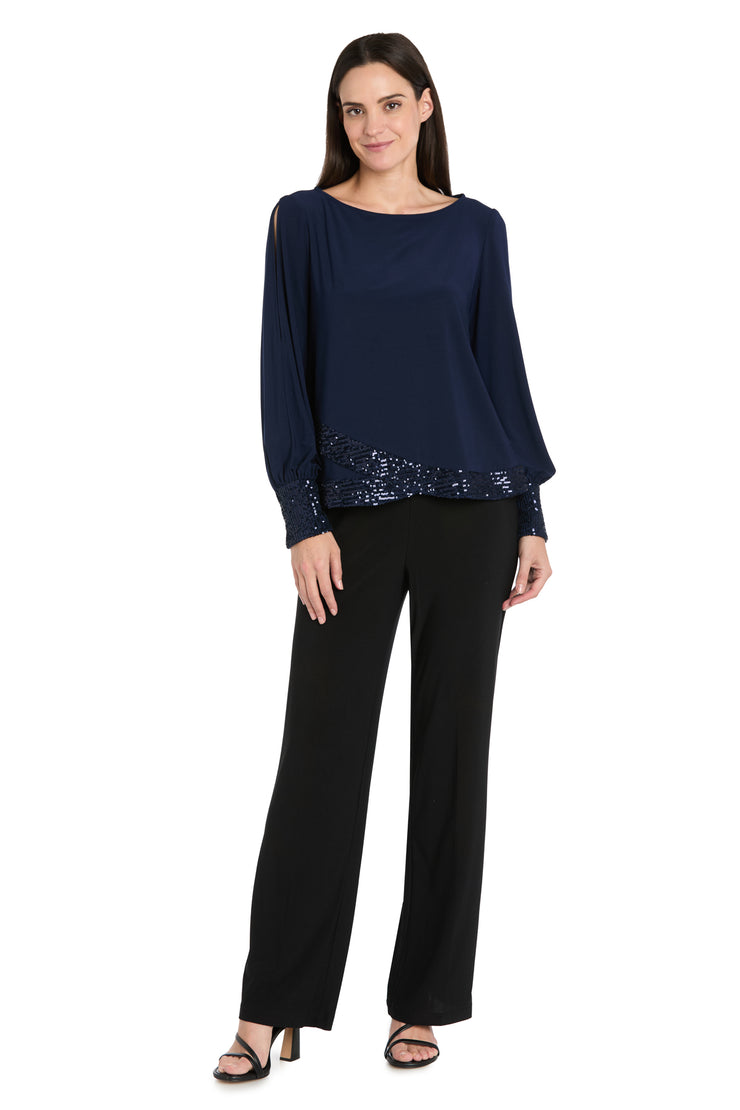 Glimmer Touch Slit-Sleeve Top