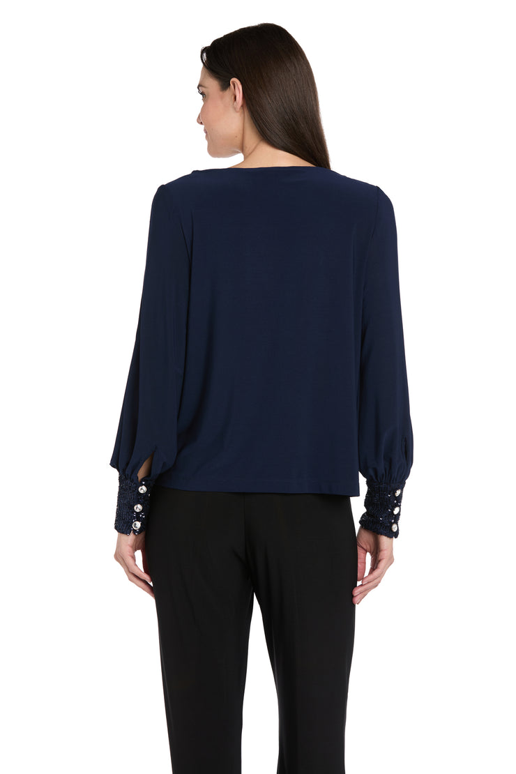 Glimmer Touch Slit-Sleeve Top