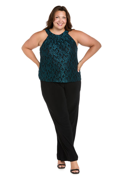 Midnight Elegance Lace Bow Jumpsuit - Plus