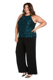 Midnight Elegance Lace Bow Jumpsuit - Plus