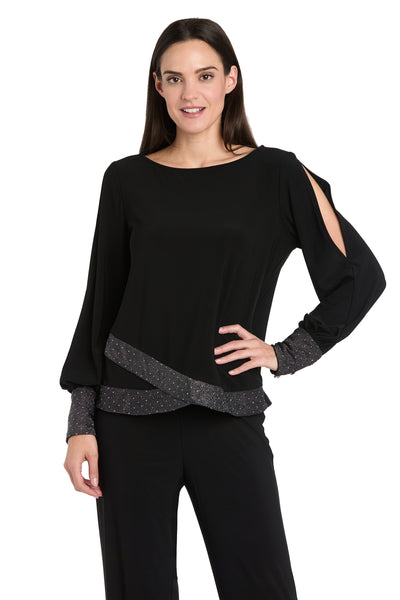 Glimmer Touch Slit-Sleeve Top